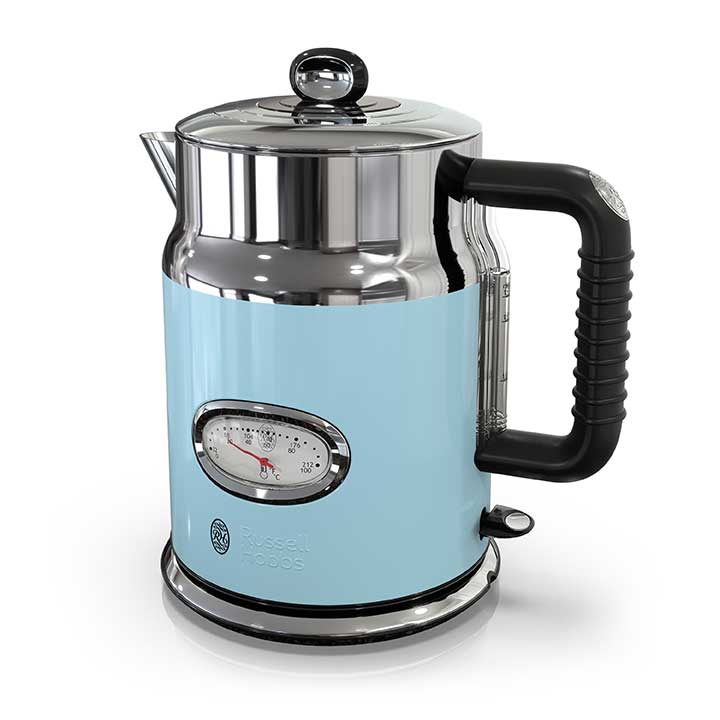 Blue electric shop tea kettle